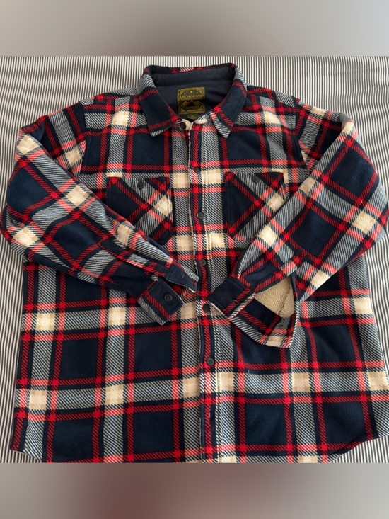 Anchorage Other - Men’s big and tall Navy Red Cream Plaid Sherpa-Lined Shirt Jacket